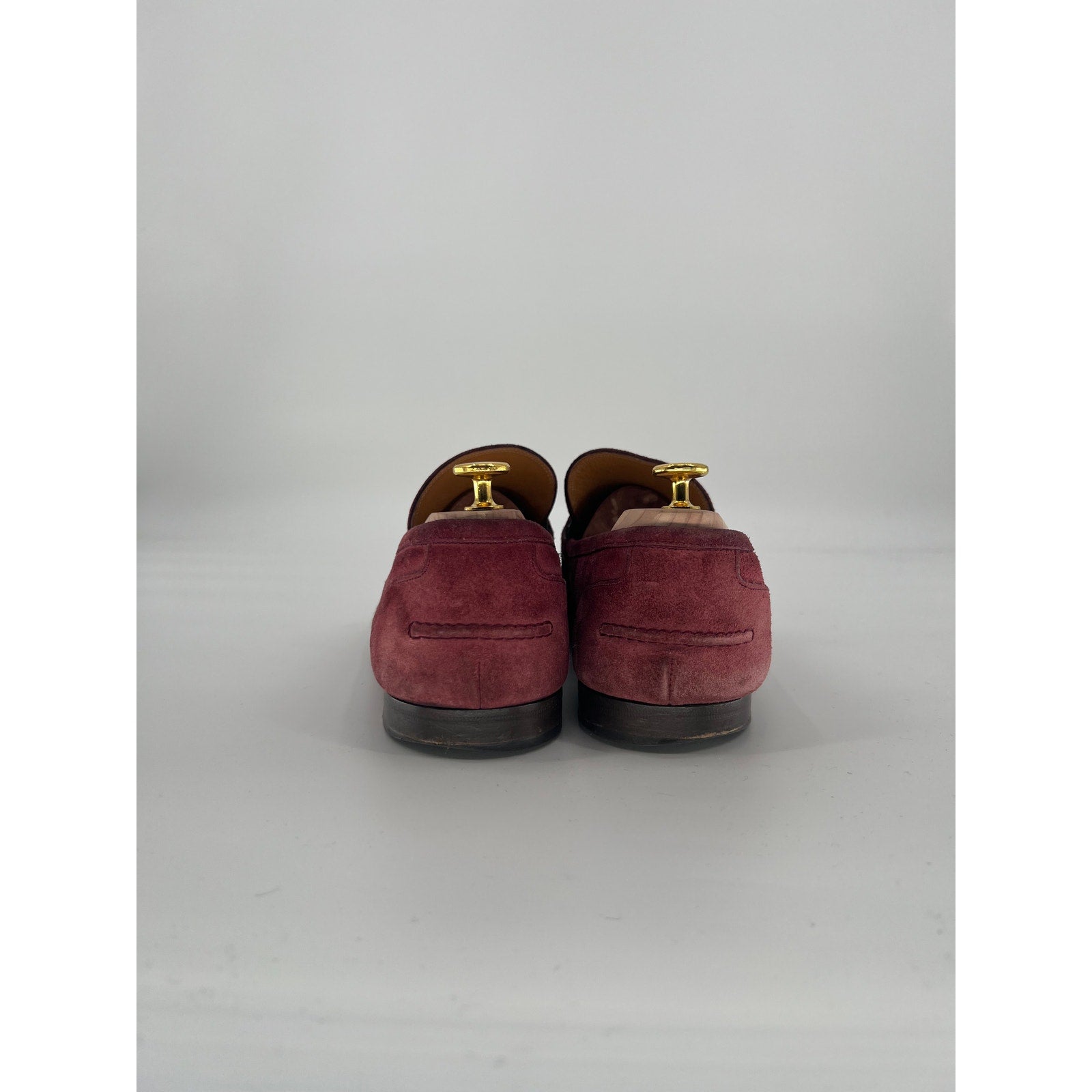 Gucci Jordaan Burgundy Suede Horsebit Loafers Green Red Web Gold Bit UK 12 / US 13