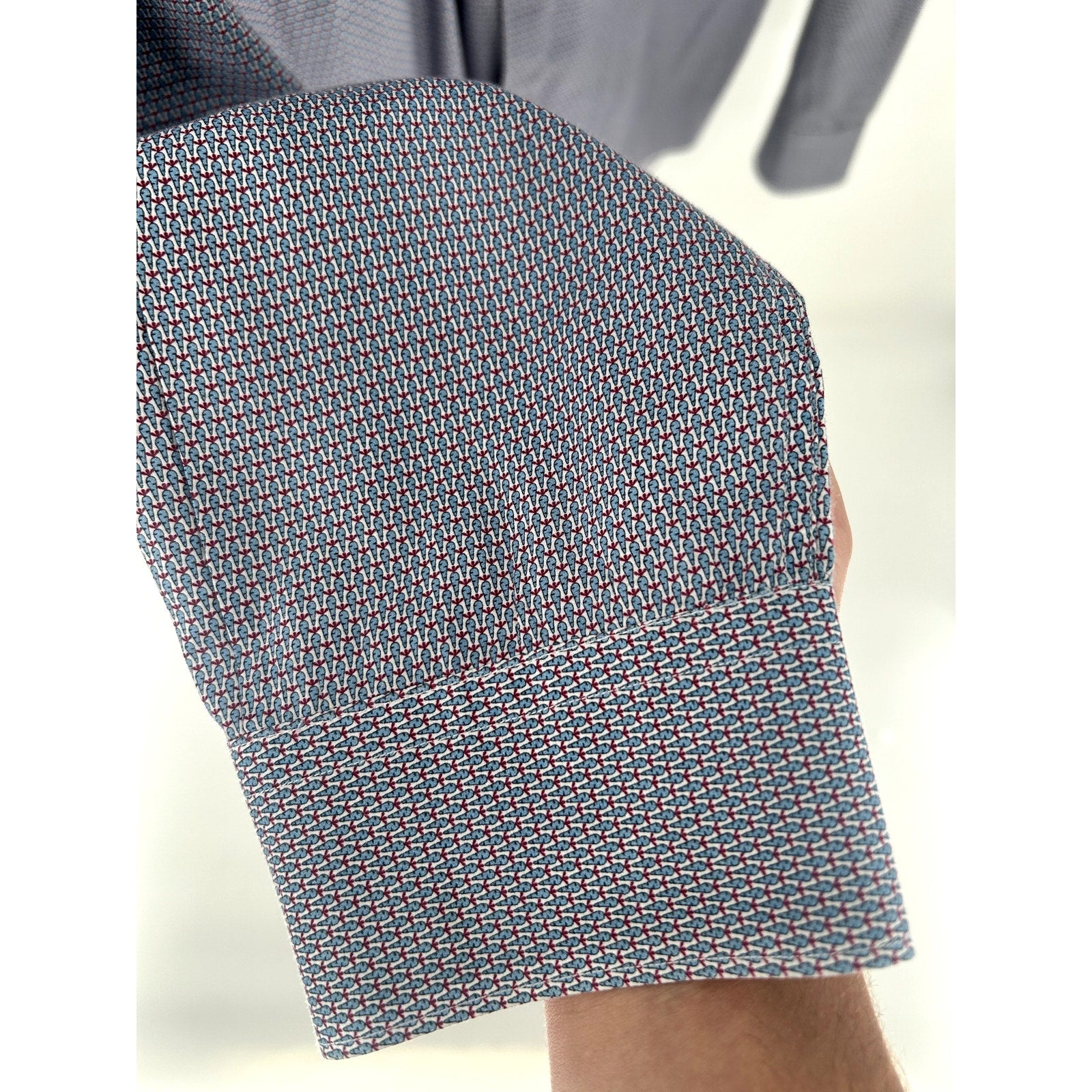 Zegna Blue-White-Red Patterned Dress Shirt - Size XXL
