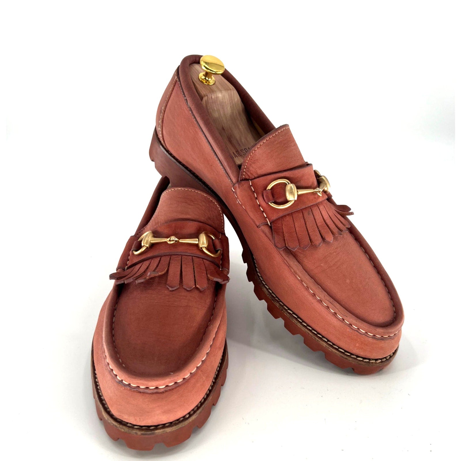 Tom Ford Era Gucci Terra Cotta Nubuck Horsebit Kiltie Lug Sole Loafers US 12.5 D Italy