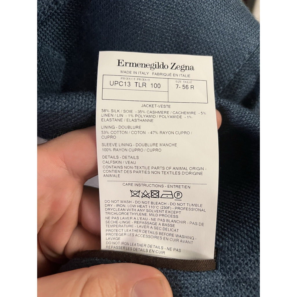 STUNNING Ermenegildo Zegna Blue Silk Blend Hopsack Sport Coat - Size 56eu/44eu