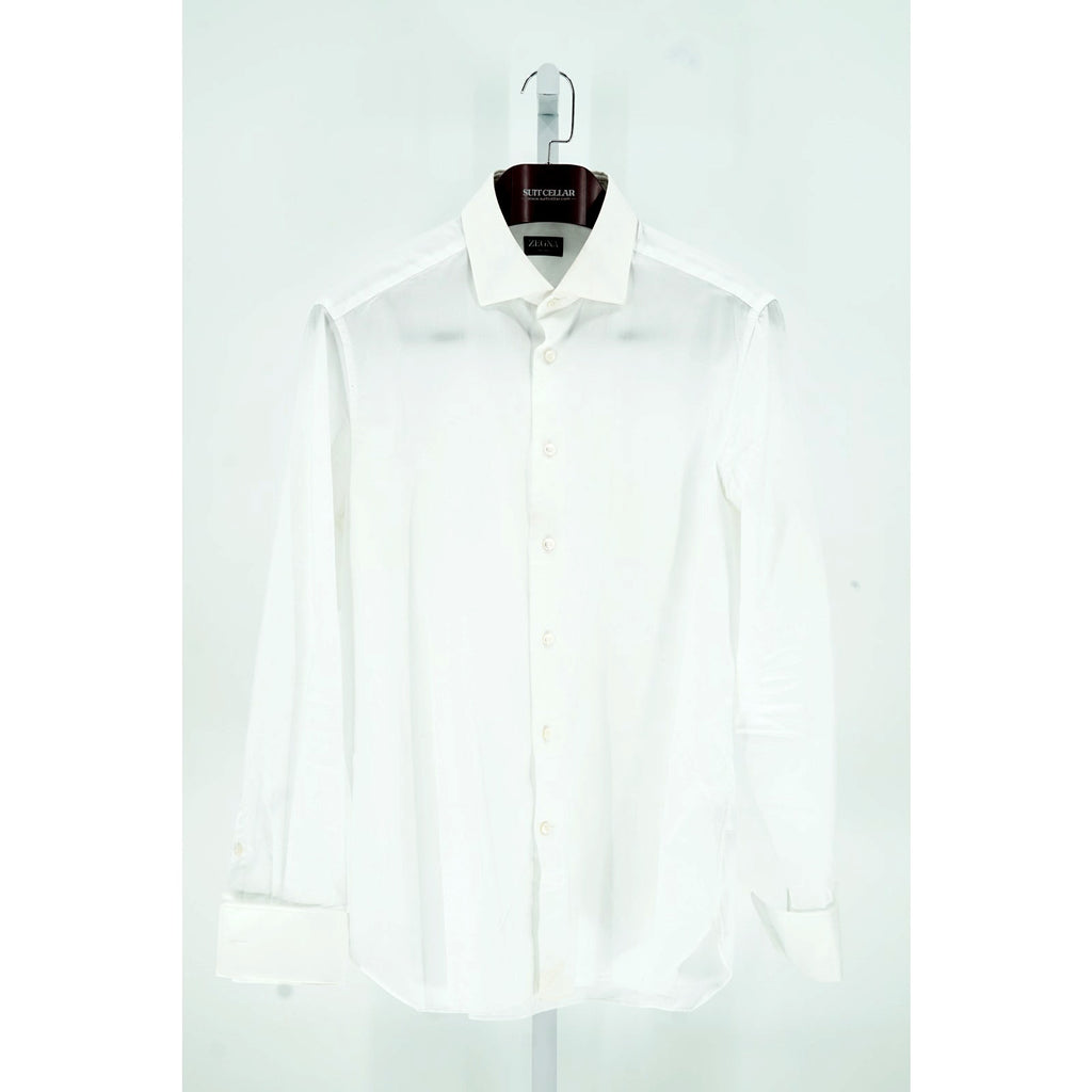 Zegna White 100% Cotton Dress Shirt - Size 44/17.5