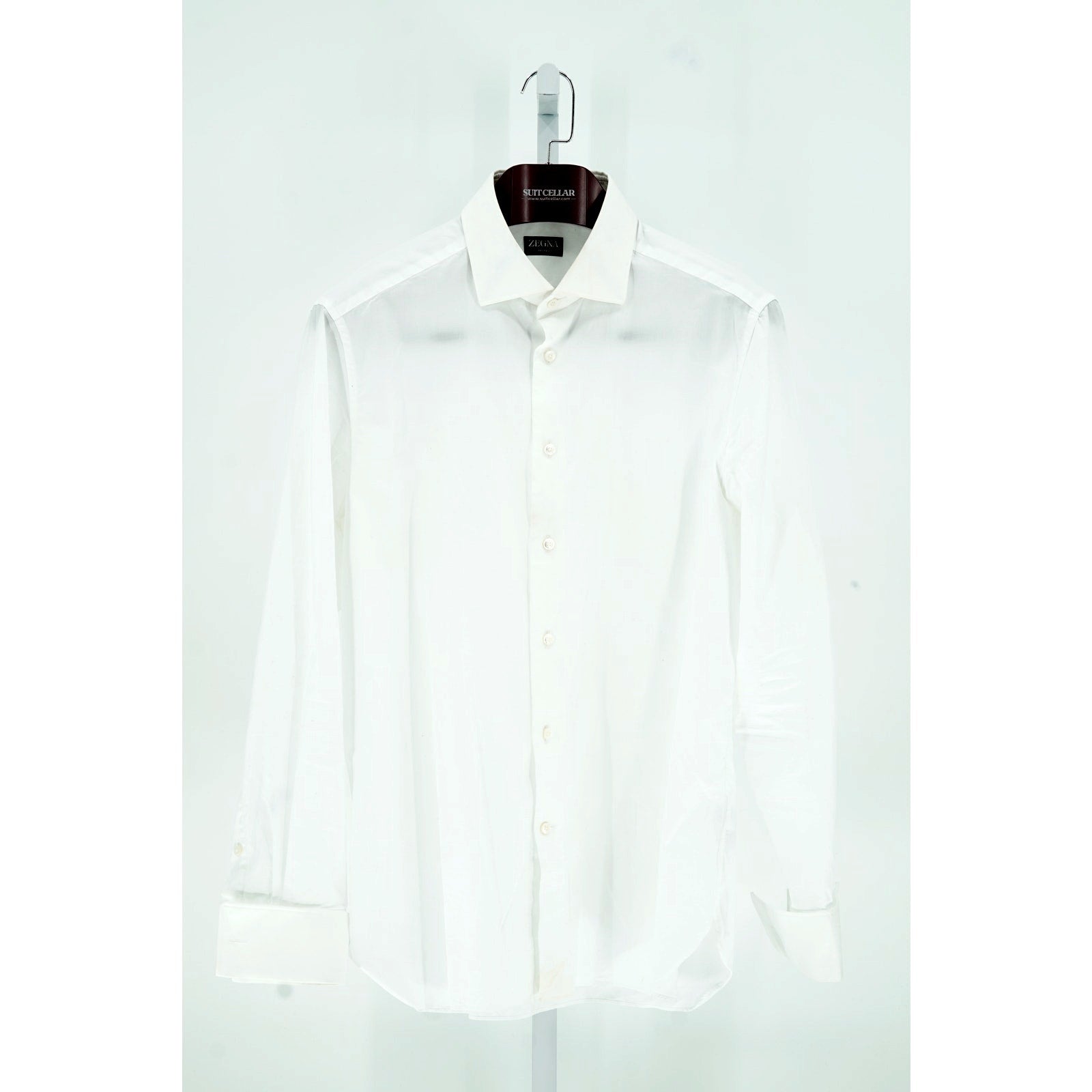 Zegna White 100% Cotton Dress Shirt - Size 44/17.5