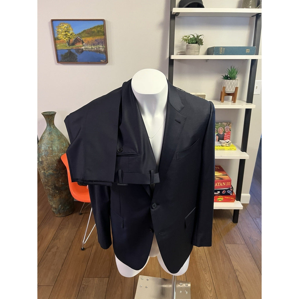 NEW Zegna Navy Trofeo Wool Suit – Size 56R