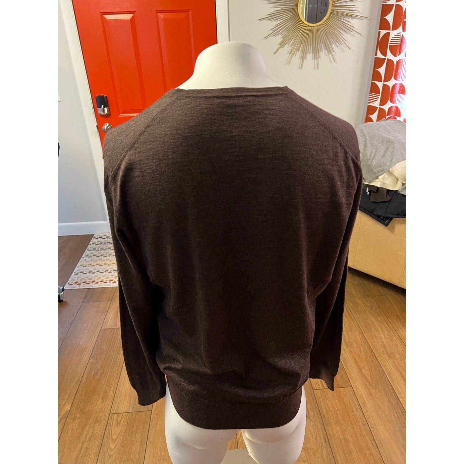 Ermenegildo Zegna Cashmere/Silk V-Neck Pullover Sweater in Brown