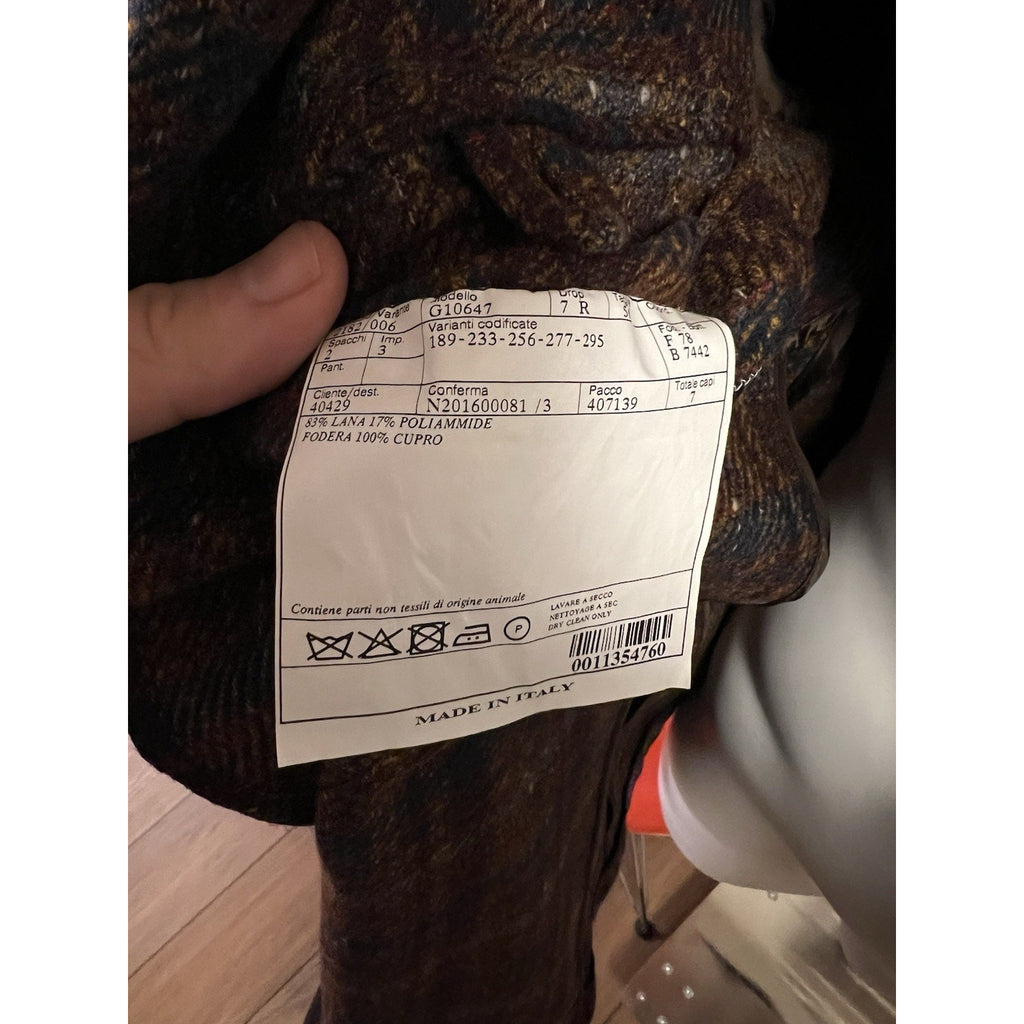 Belvest Tailoring Style Brown & Blue Plaid Tweed Sport Coat 46R