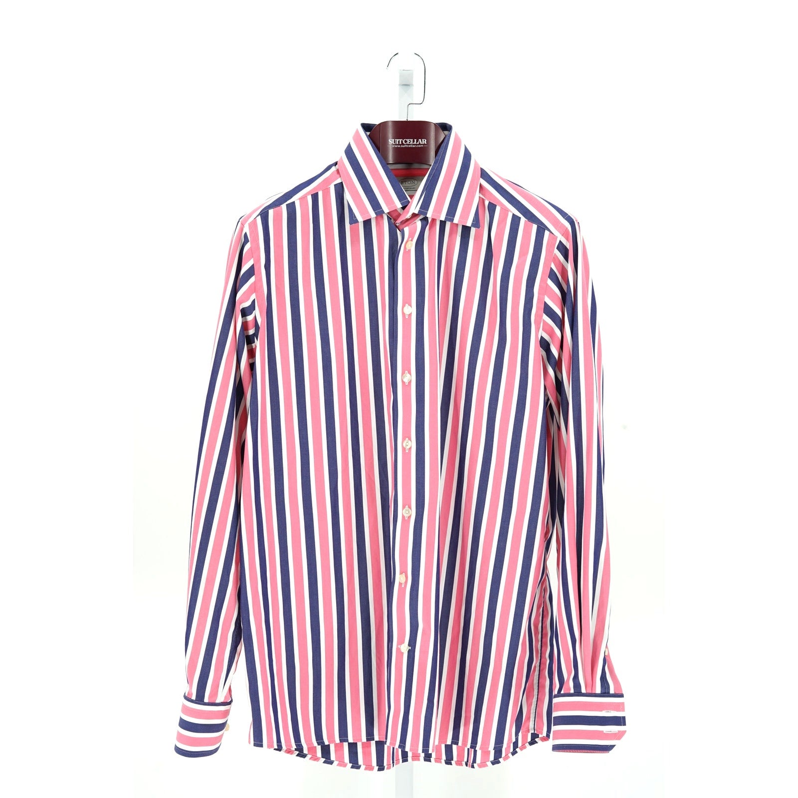 Eton Pink-White-Blue Striped 100% Cotton Dress Shirt - Size 43/17