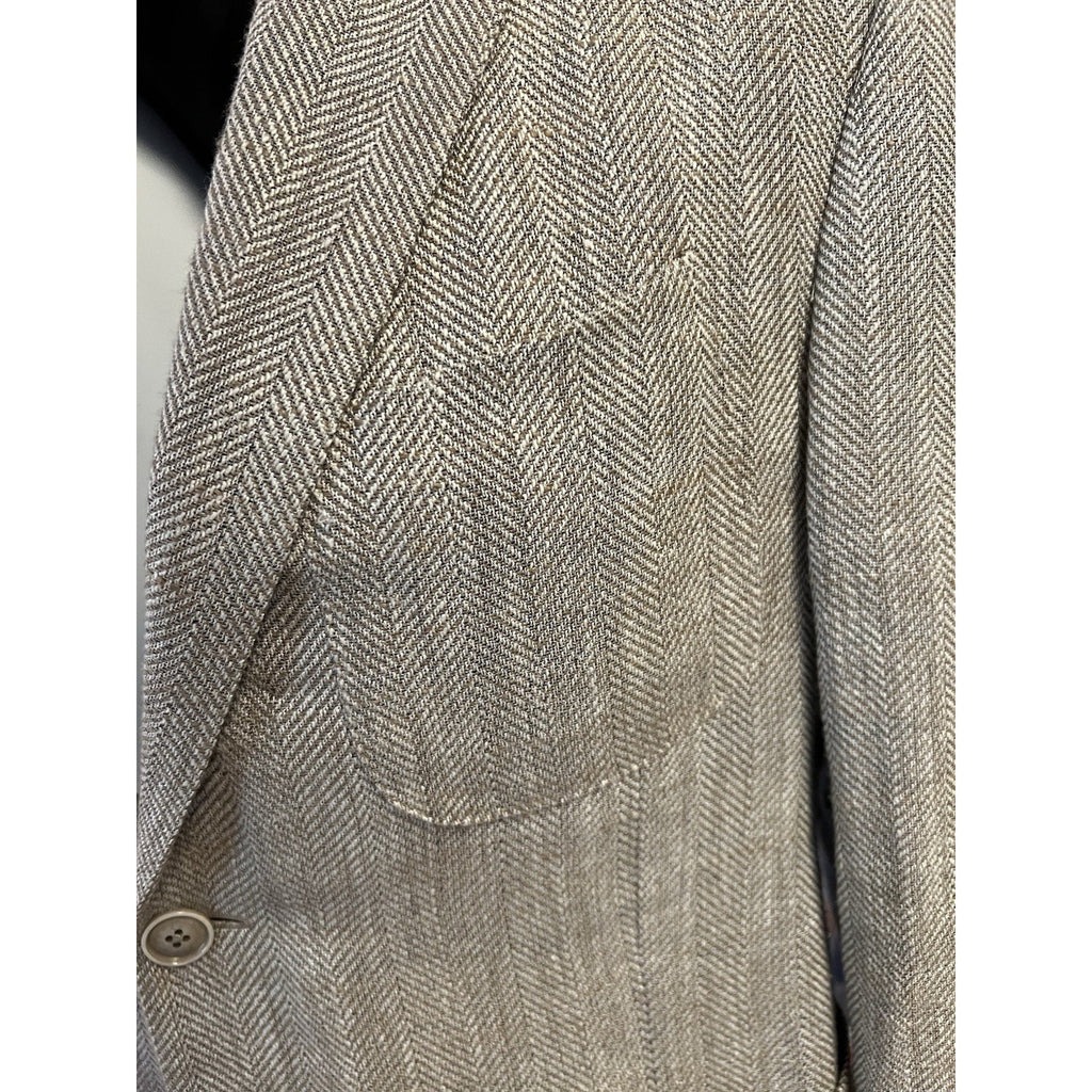 Ermenegildo Zegna Beige Herringbone Sport Coat - 40R