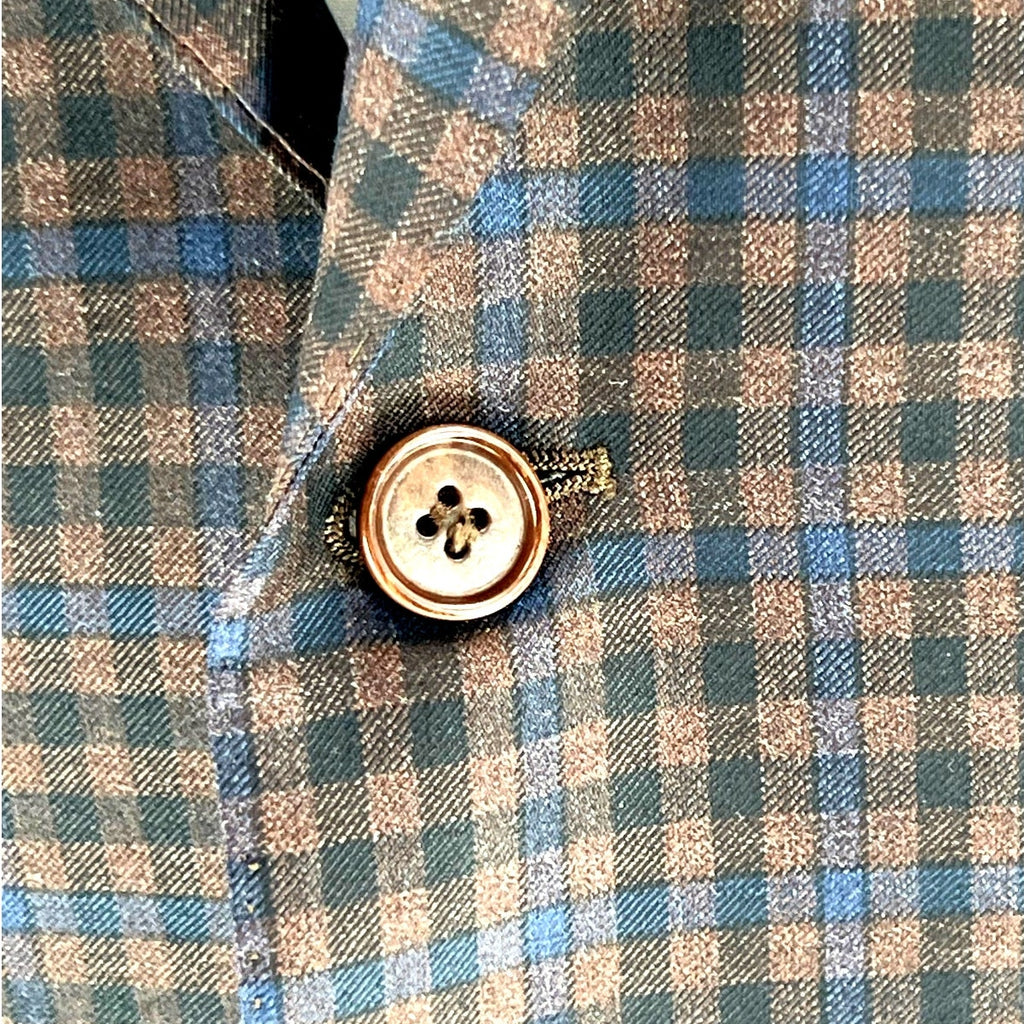 Canali Blue, Brown & Black Wool Check Sport Coat – EU 56 / US 46