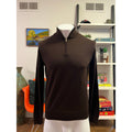 ISAIA Napoli Quarter-Zip Extrafine Merino Wool Sweater in Cocoa – Size XL