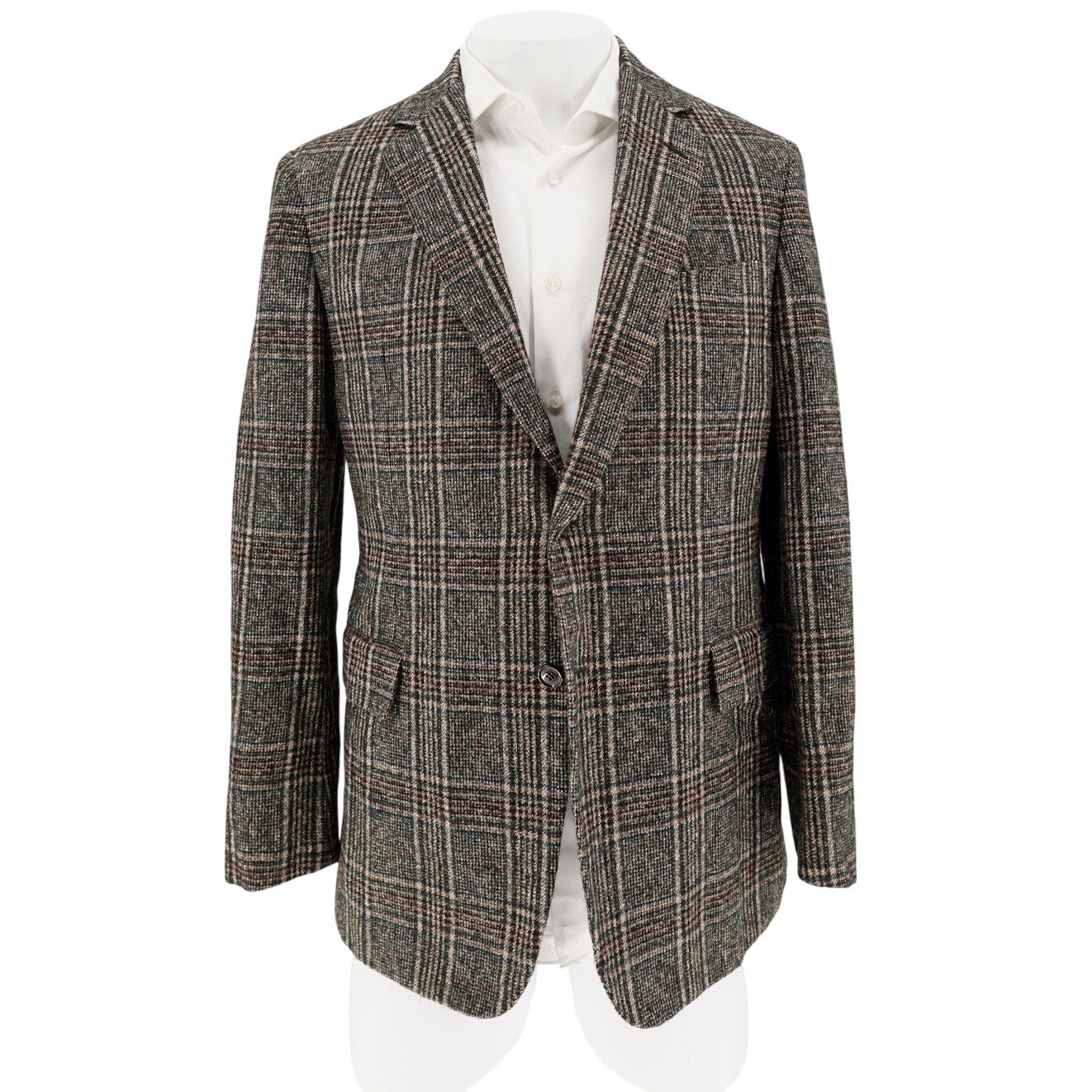 Sartoria Castangia Green/Brown Wool Check Sport Coat – 56 EU / 44 US