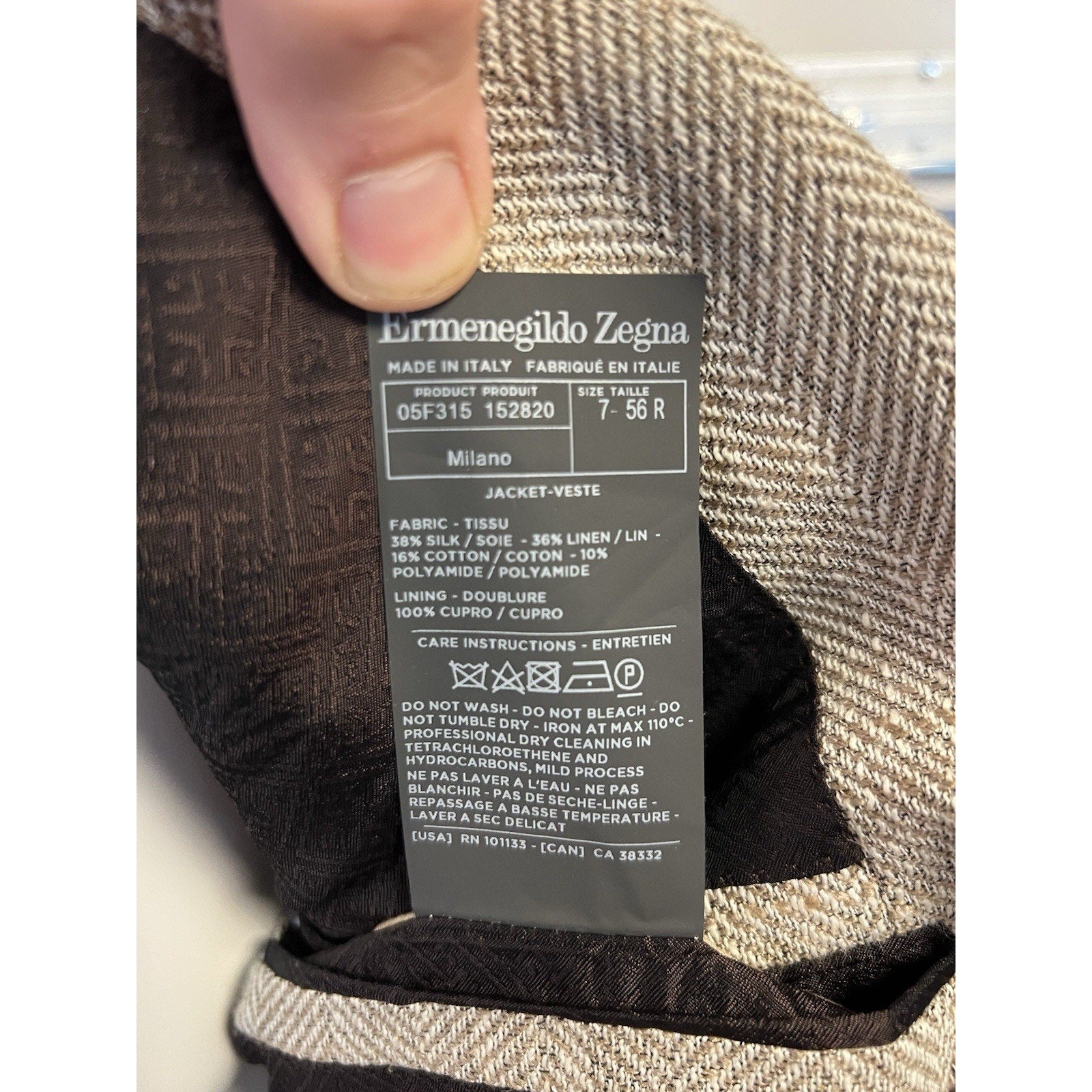 Ermenegildo Zegna Beige Herringbone Sport Coat - 40R