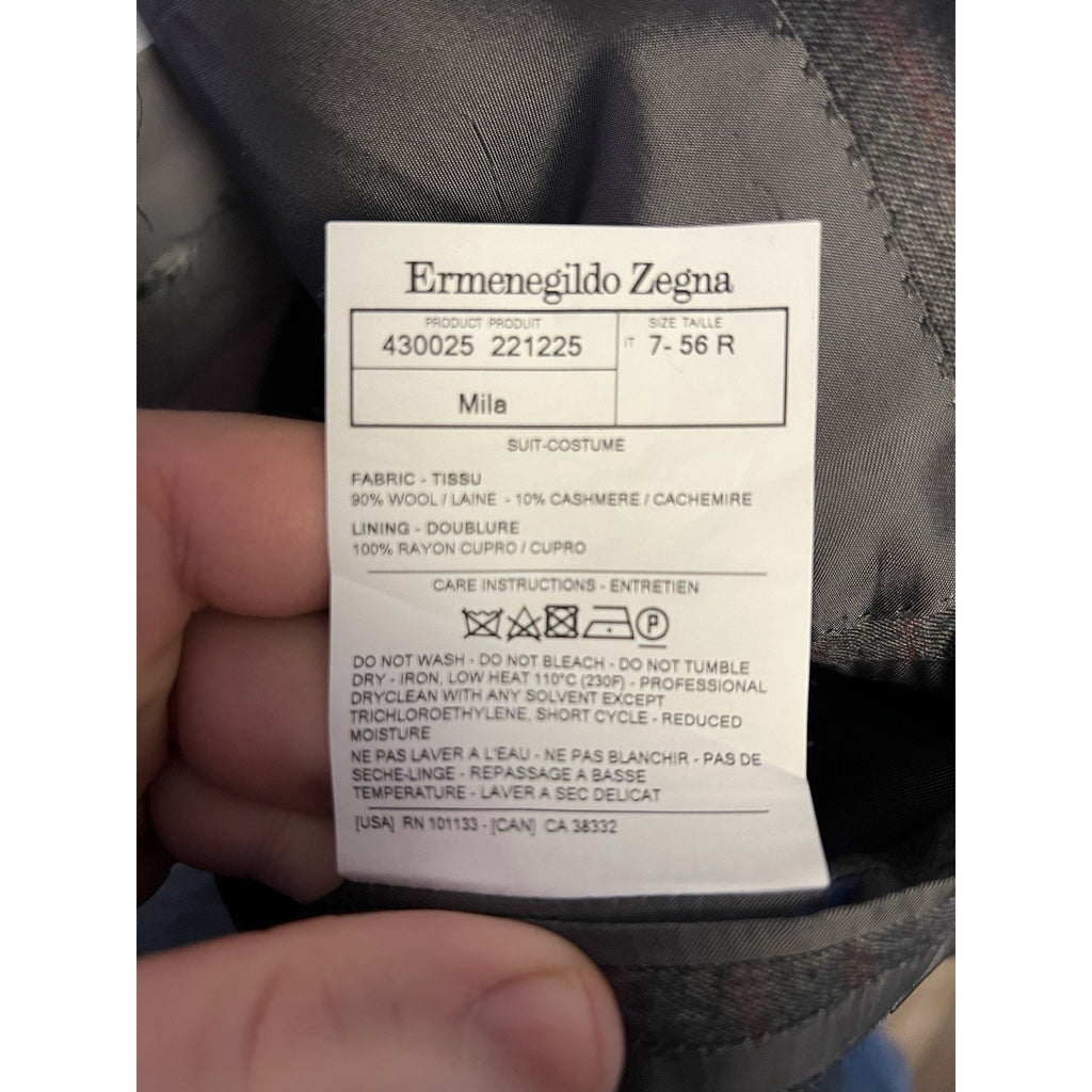 Ermenegildo Zegna Gray w/Red Pinstripe Wool-Cashmere Suit 44R