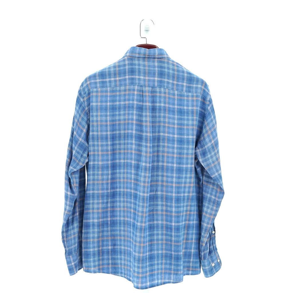 Peter Millar Blue Striped 100% Cotton Dress Shirt - Size L