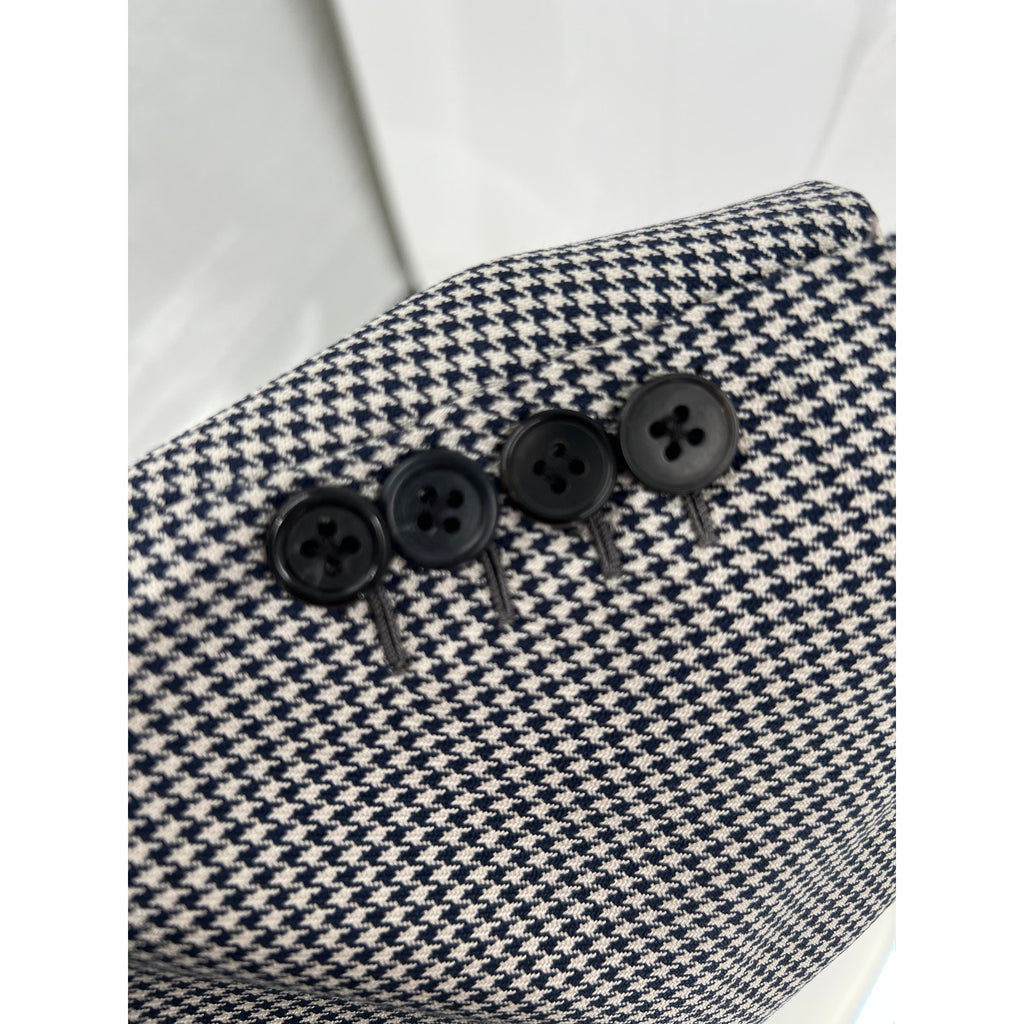Brioni Blue & White Houndstooth 100% Silk DB Sport Coat - Size 54IT (44US)