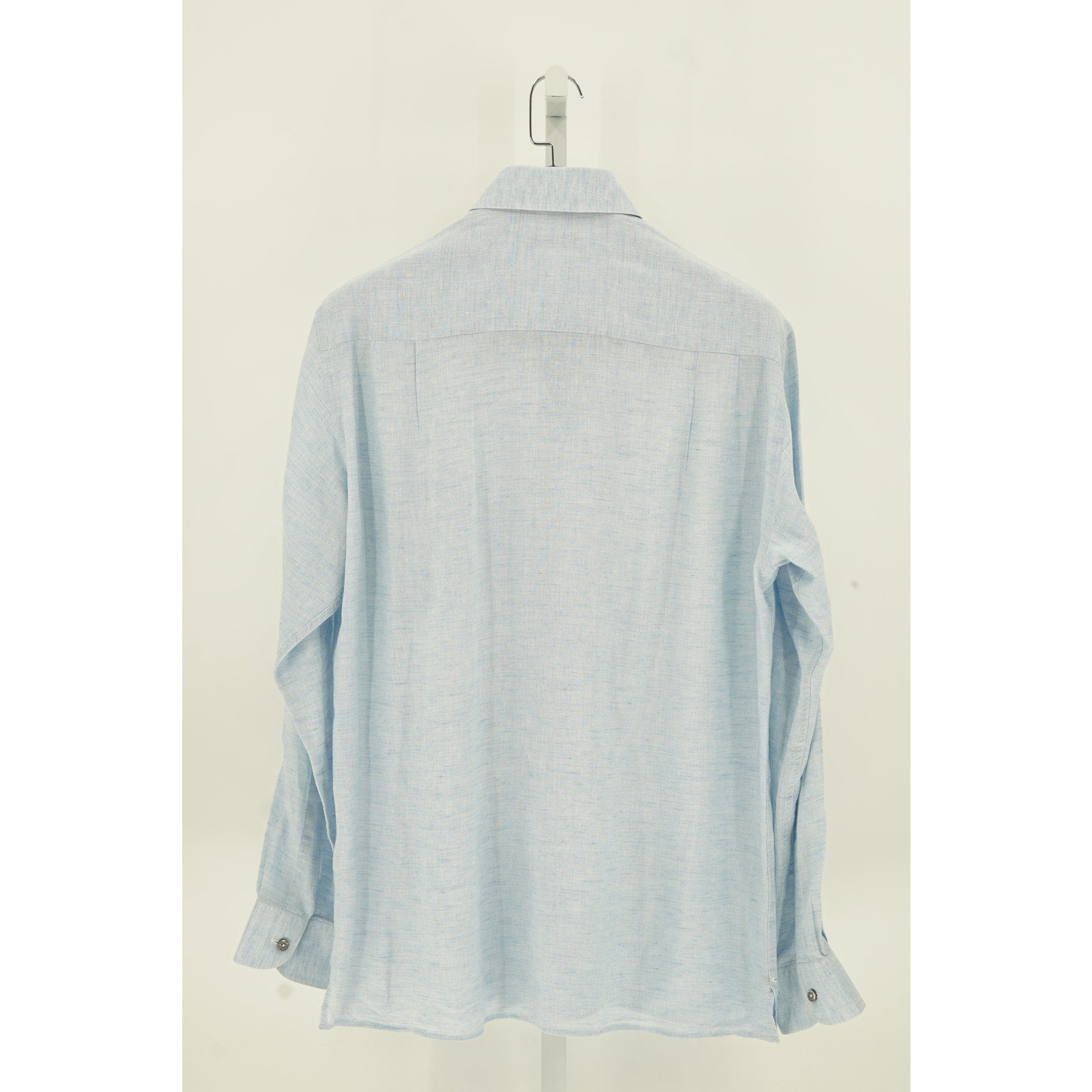 Zegna Blue Linen 100% Linen Dress Shirt - Size L