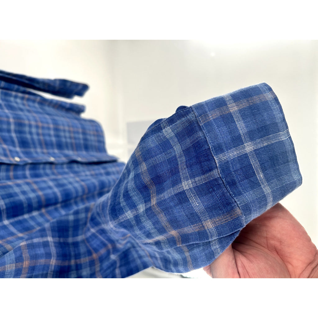 Peter Millar Blue Striped 100% Cotton Dress Shirt - Size L