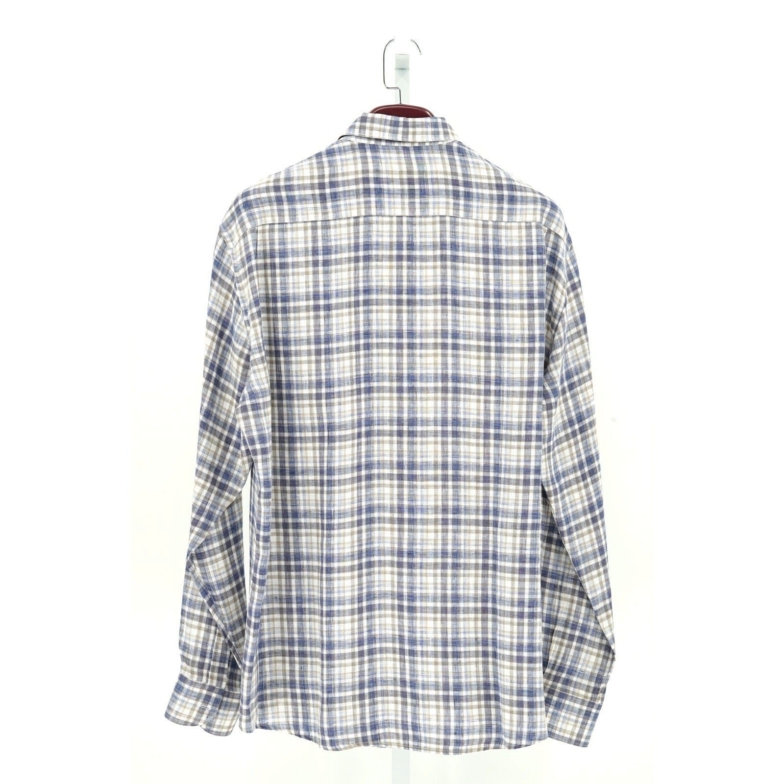 Zegna Blue-White-Light Brown Plaid Dress Shirt - Size XXL
