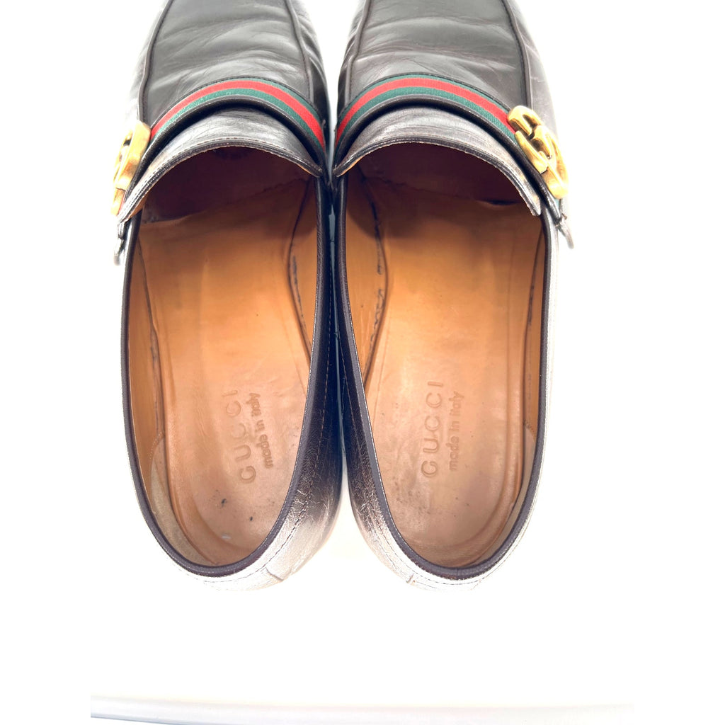 Gucci Donnie Loafers in Dark Brown Leather with Web Stripe – Size 12