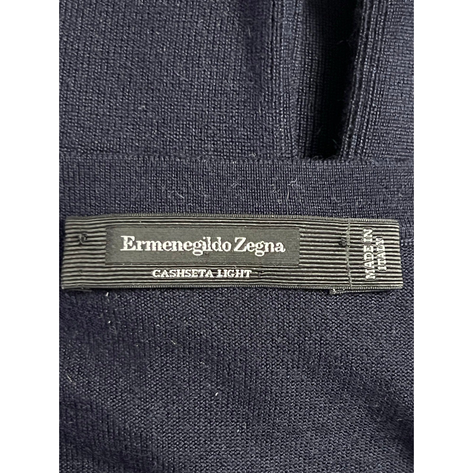 Ermenegildo Zegna Cashmere/Silk V-Neck Pullover Sweater in Navy - Size 56/XXL