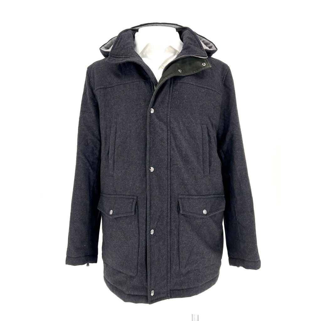 ISAIA Napoli Gray Wool Flannel Parka - Size 56eu/44us