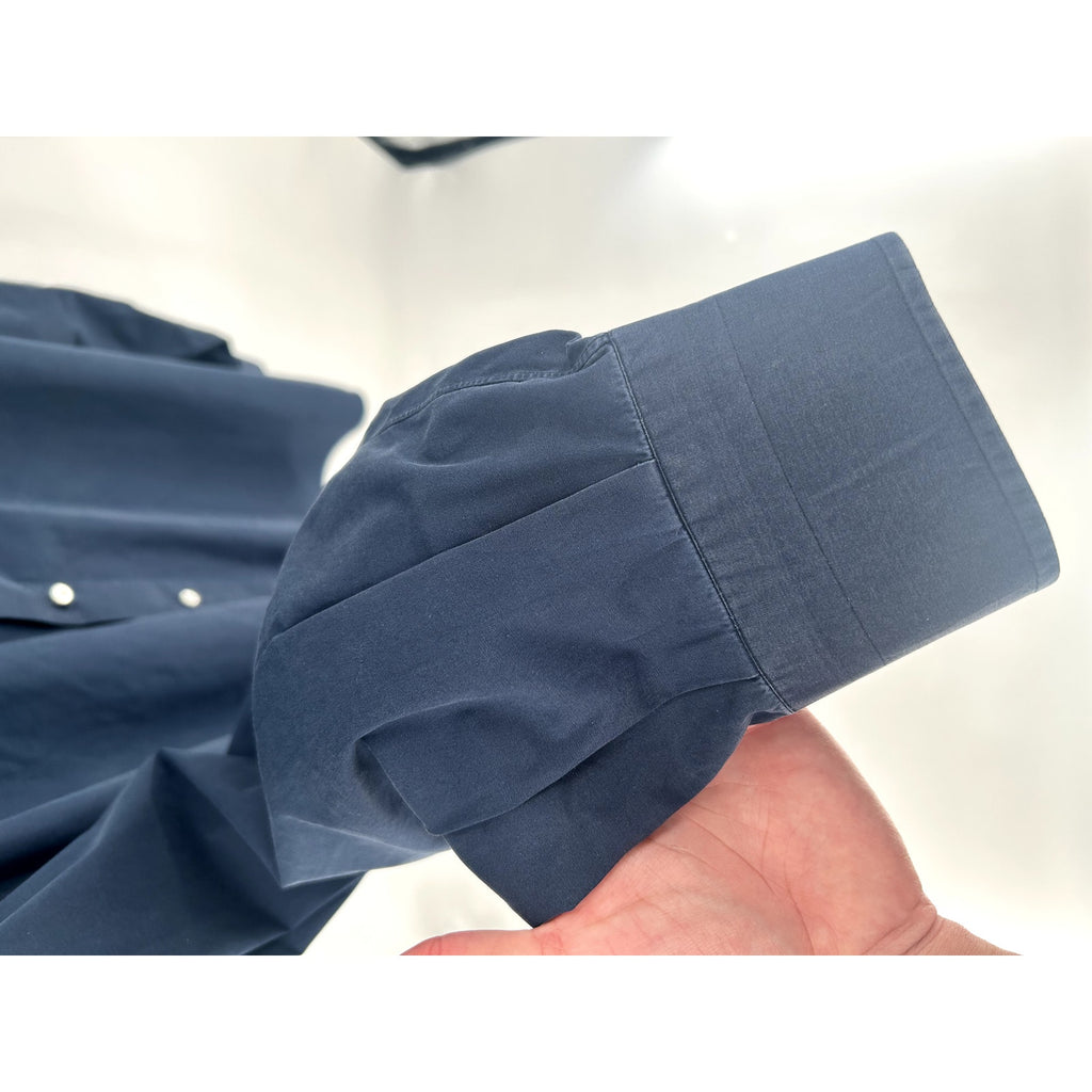 ISAIA Solid Navy Blue 100% Cotton Dress Shirt - Unmarked, Fits US XXL