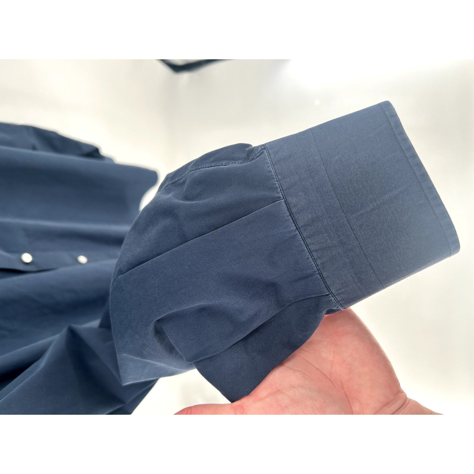 ISAIA Solid Navy Blue 100% Cotton Dress Shirt - Unmarked, Fits US XXL