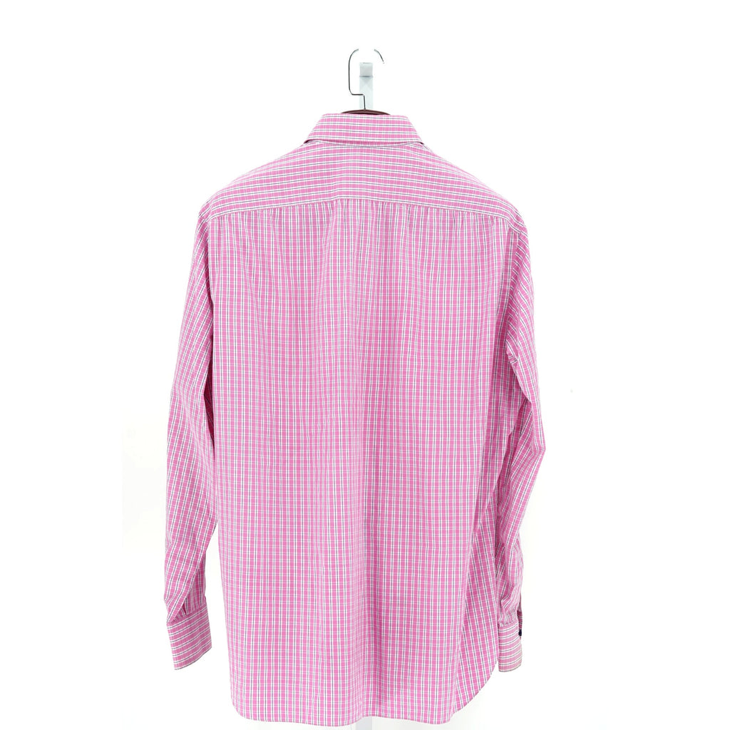 ISAIA Pink Plaid 100% Cotton Dress Shirt - Size 17/43