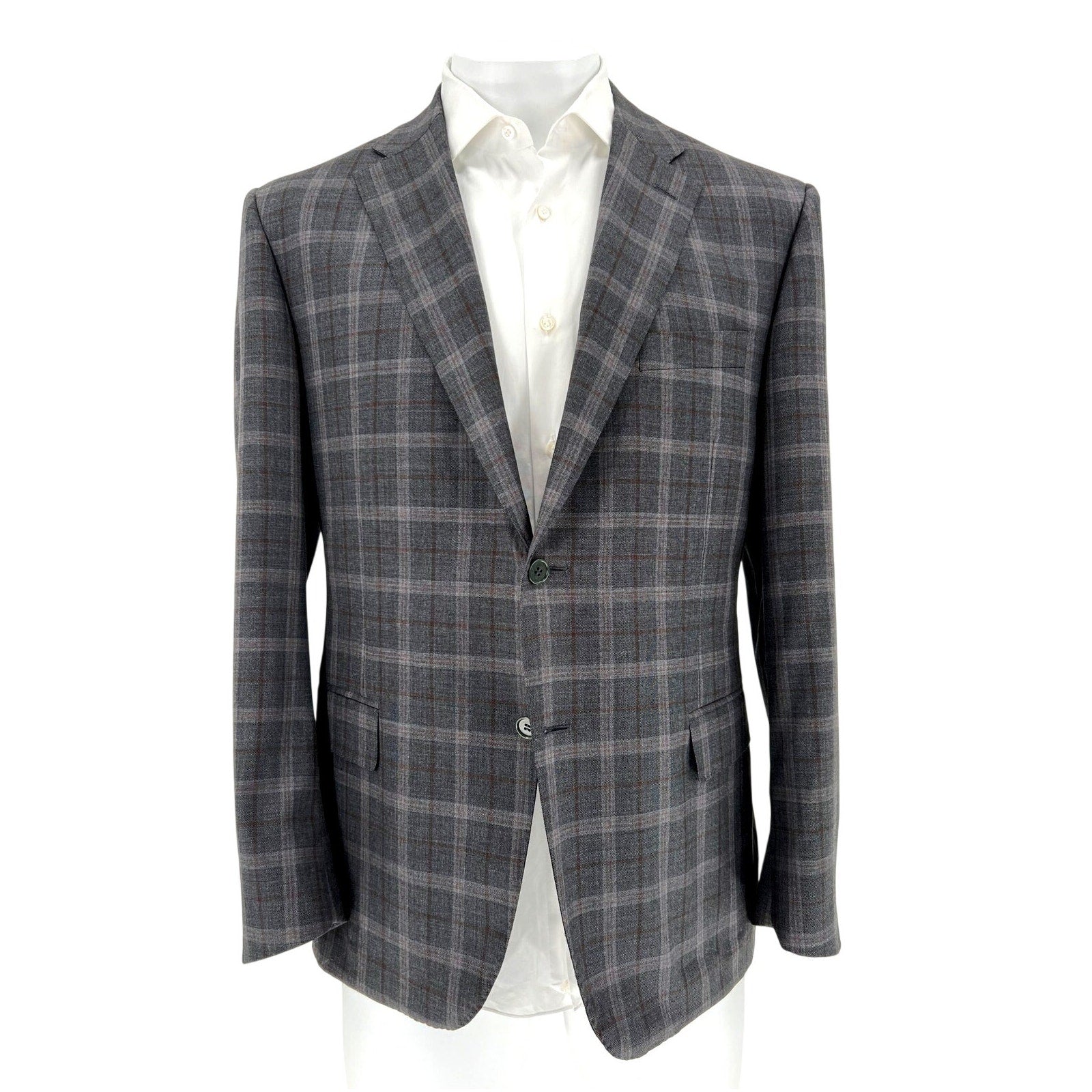 Canali Gey & Brown Plaid Sport Coat 56R (44R US)