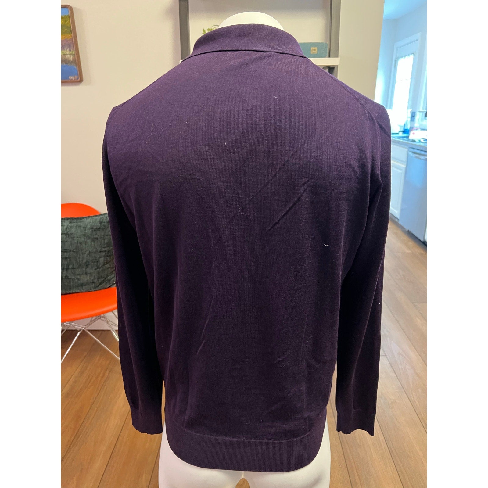 Cashmere Longsleeve Knit Polo in Aubergine