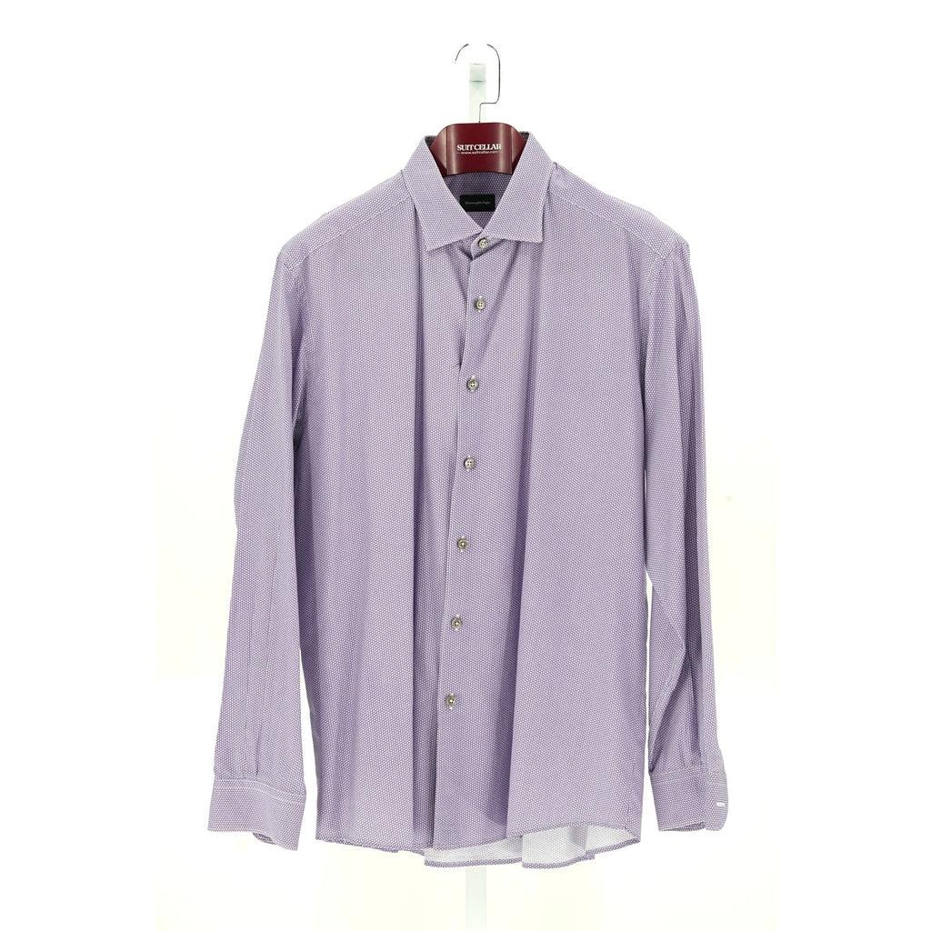 Zegna Purple Microprint Dress Shirt - Size XXL