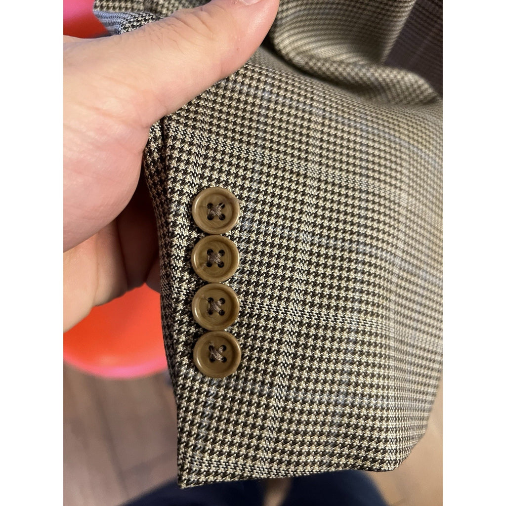Canali Beige Silk-Blend Glen-Check Sport Coat - 46R