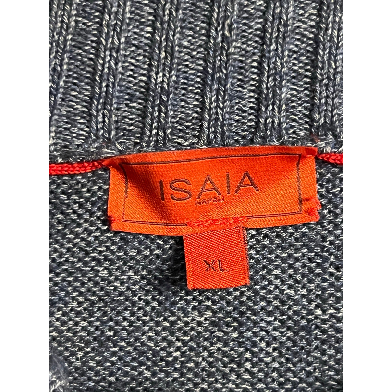 ISAIA Napoli Mixed Media Zip-up Sweater in Blue - Size XL