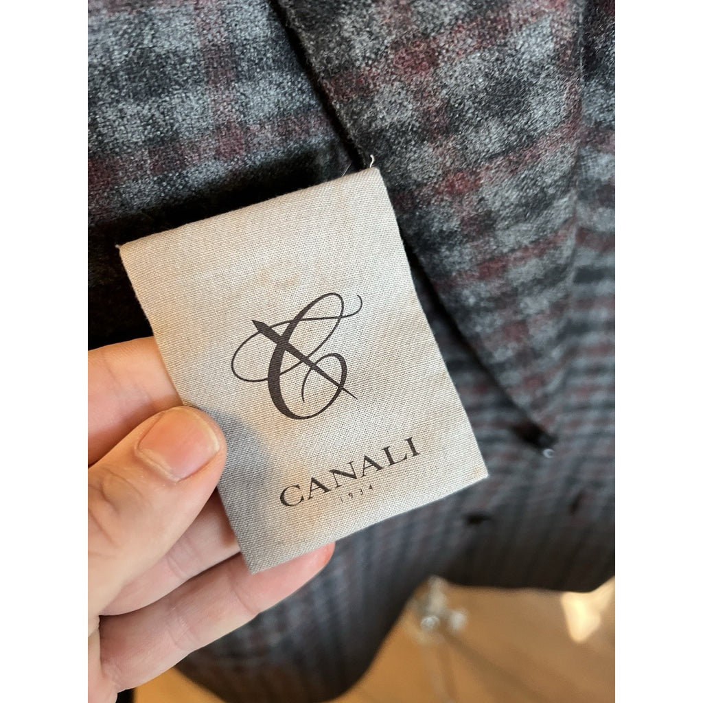 Canali Grey/Black/Red Gingham Wool Sport Coat
