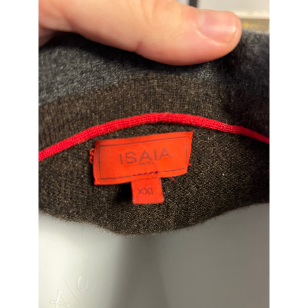 Isaia Napoli Hooded Zip-up Sweater in Cappucino - Size XL