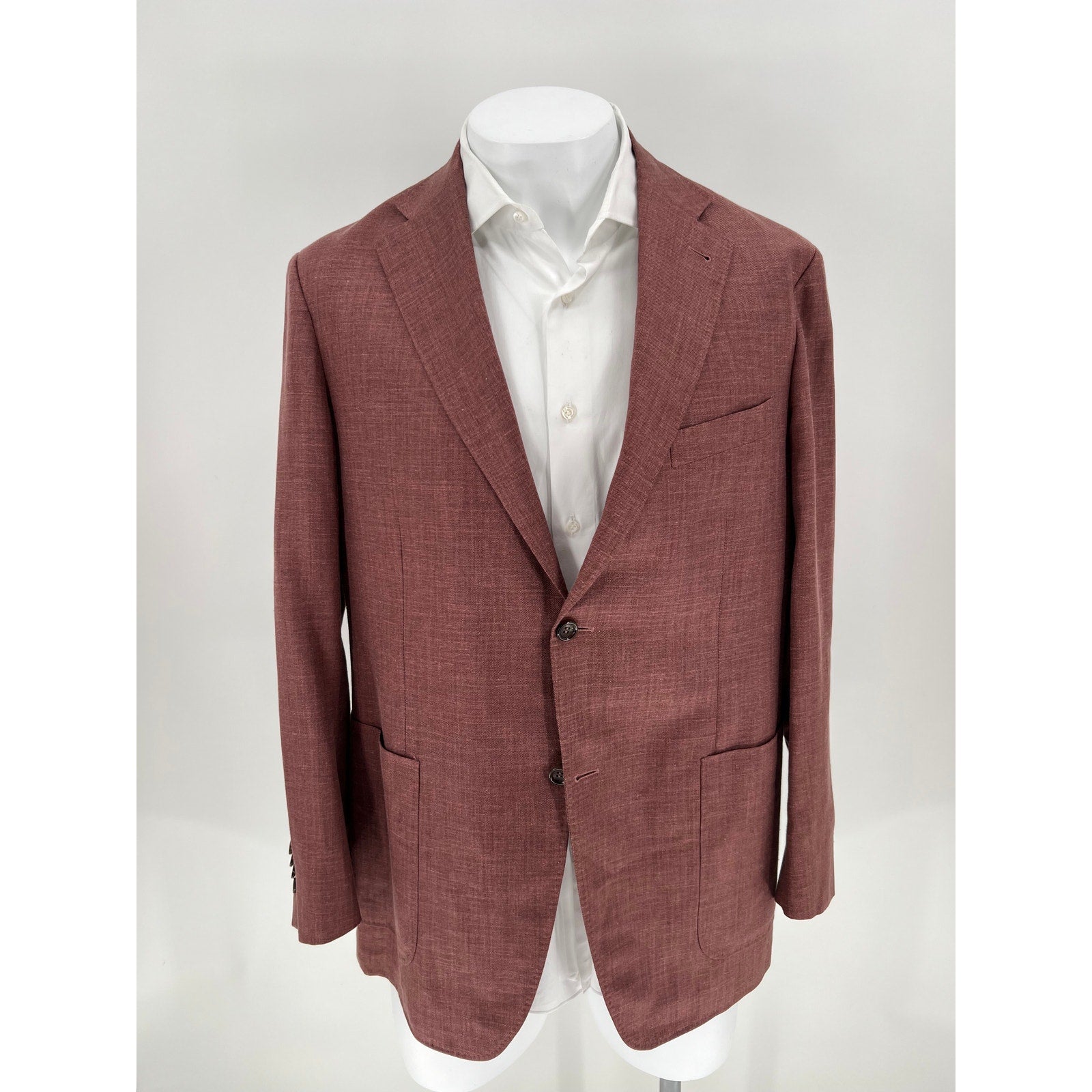 Canali Dusty Rose Wool Silk Linen Kei Jacket - Size 56IT (46US)