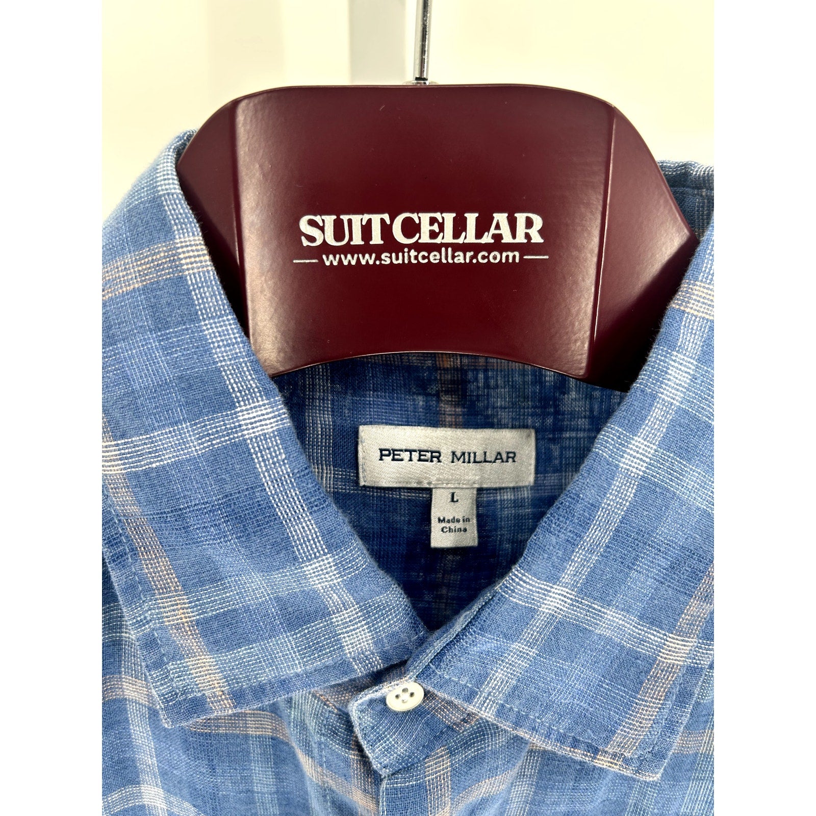 Peter Millar Blue Striped 100% Cotton Dress Shirt - Size L