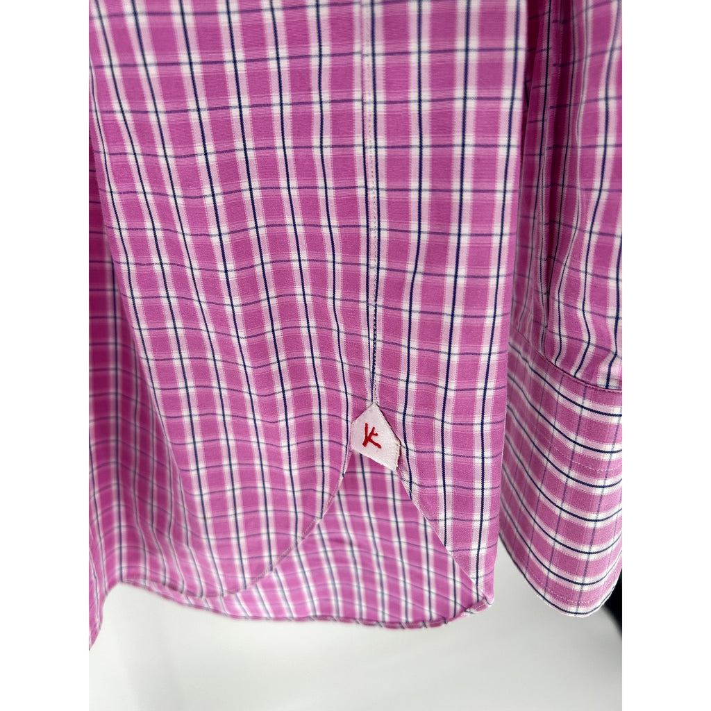 ISAIA Pink Plaid 100% Cotton Dress Shirt - Size 17/43