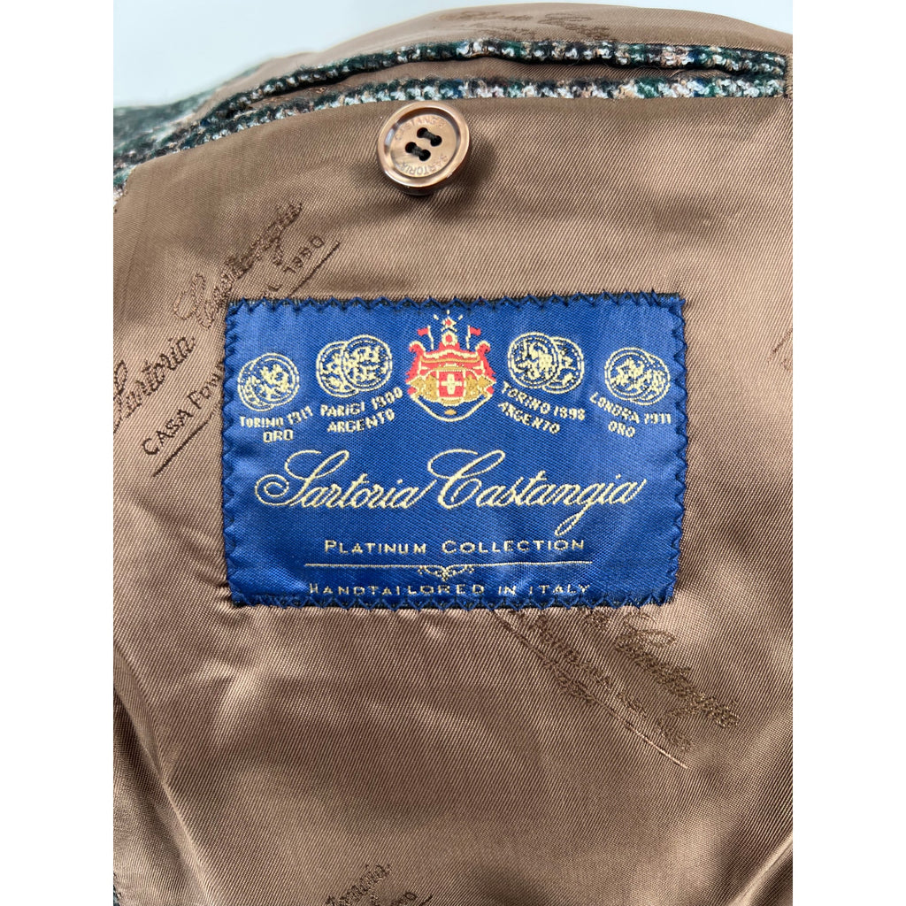 Sartoria Castangia Green/Brown Wool Check Sport Coat – 56 EU / 44 US