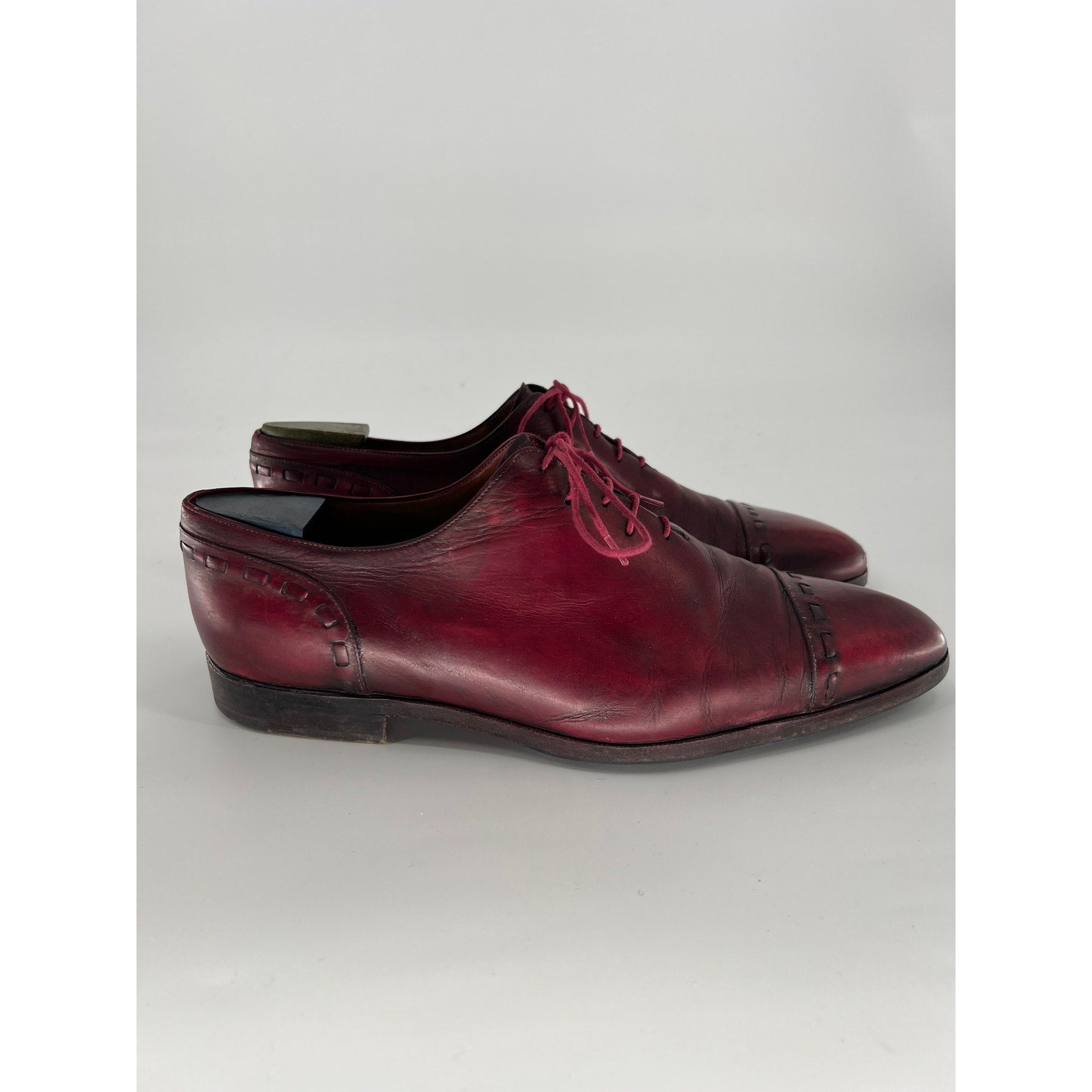 Berluti Oxblood Red Cap-Toe Oxfords - UK 11.5