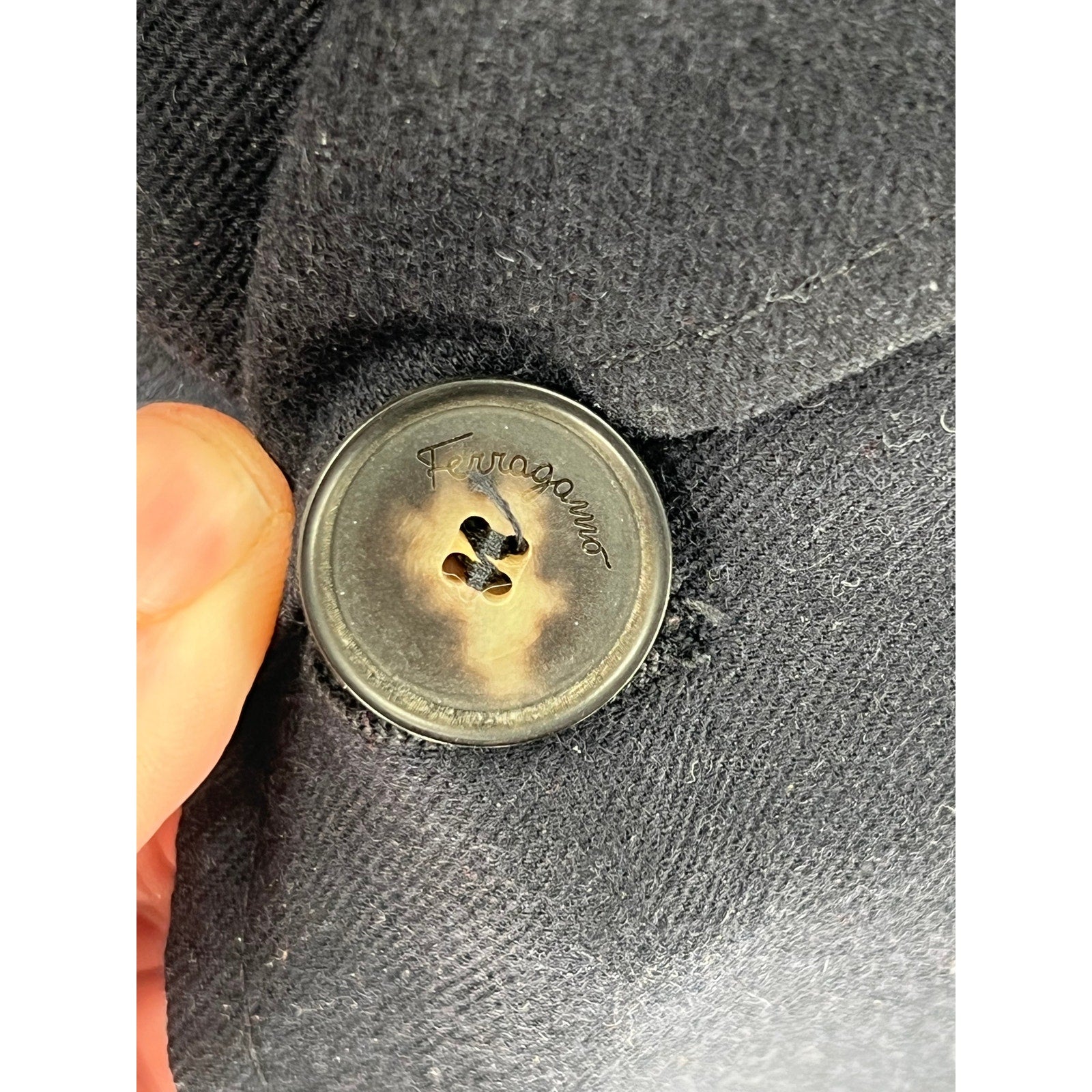 Salvatore Ferragamo Navy Virgin Wool Double-Breasted Peacoat – IT 56 / US 46R