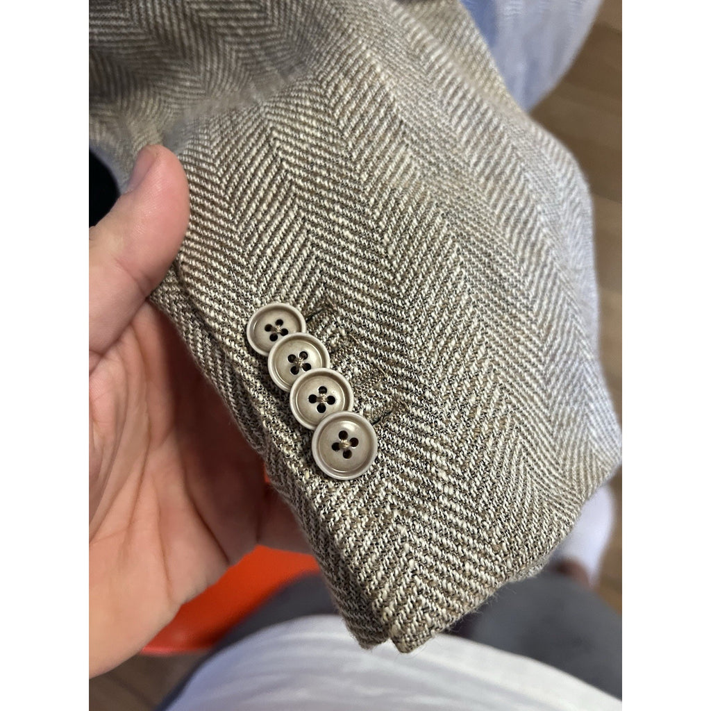 Ermenegildo Zegna Beige Herringbone Sport Coat - 40R