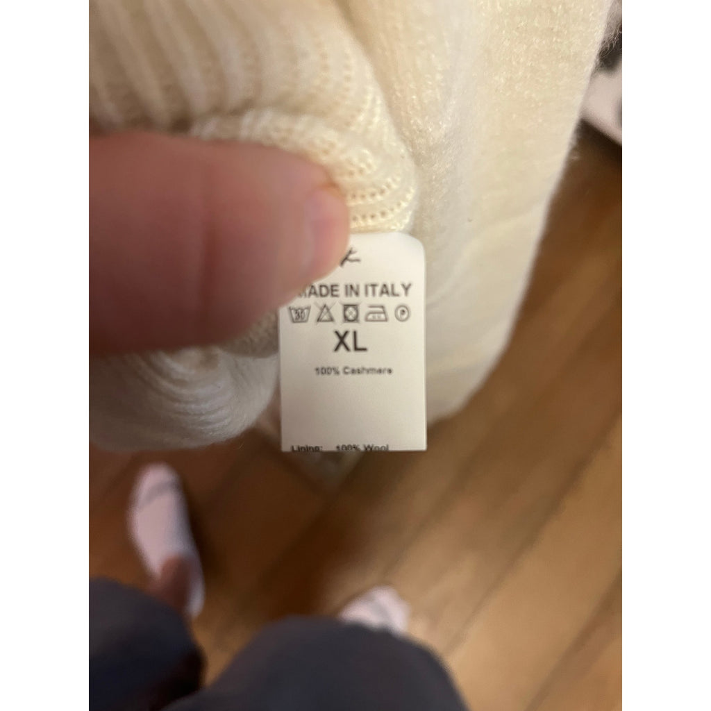 ISAIA Napoli Hooded Pullover 100% Cashmere Sweater in Cream - XL