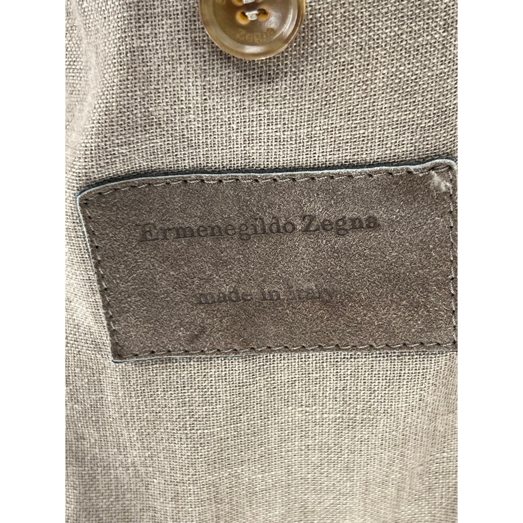 Ermenegildo Zegna Beige Safari Jacket in Linen/Cashmere/Silk - Size 56 EU/US XL