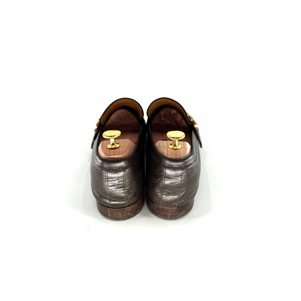Gucci Donnie Loafers in Dark Brown Leather with Web Stripe – Size 12