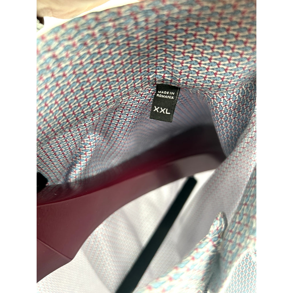 Zegna Blue-White-Red Patterned Dress Shirt - Size XXL