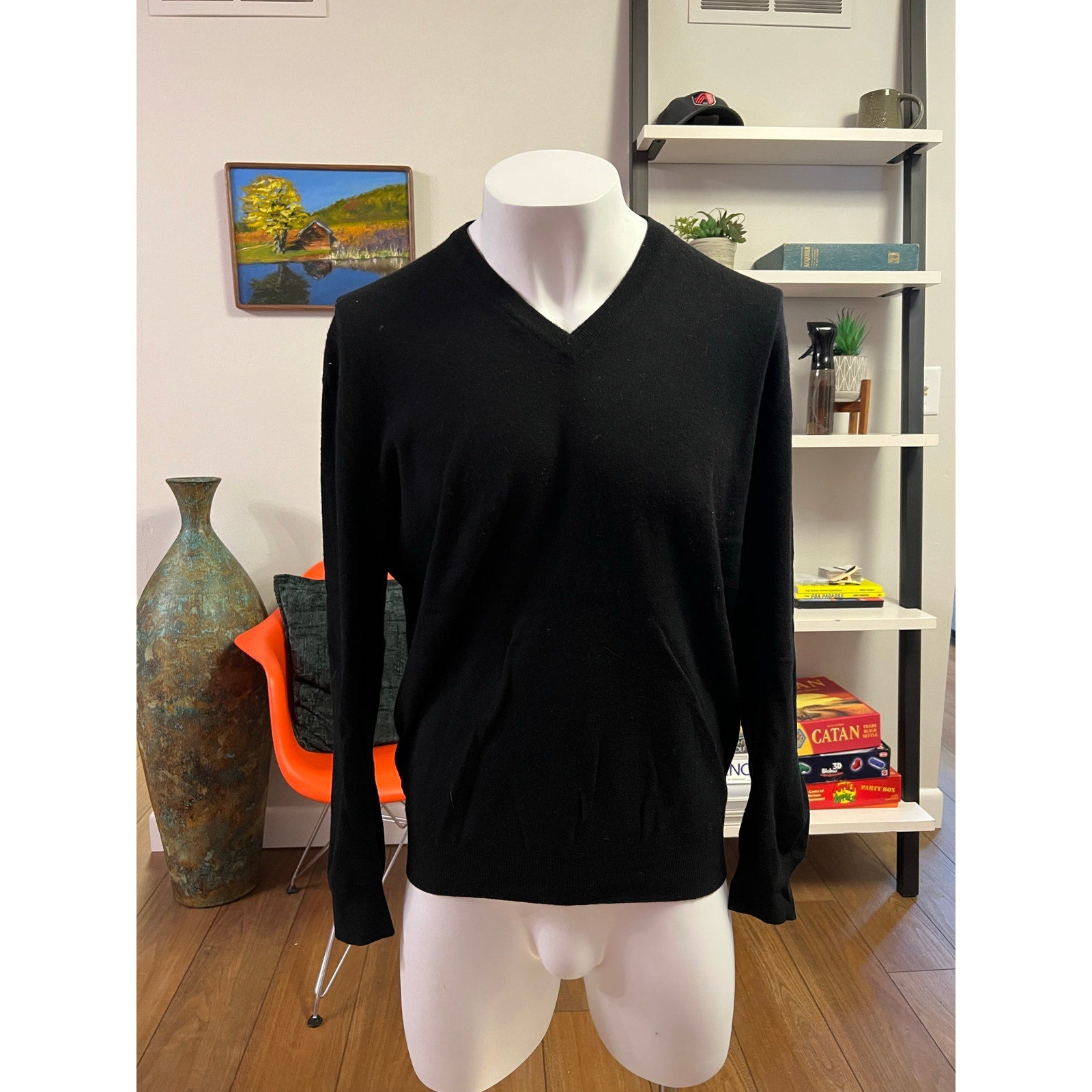 Ermenegildo Zegna Premium Cashmere V-Neck Pullover Sweater in Black - XL