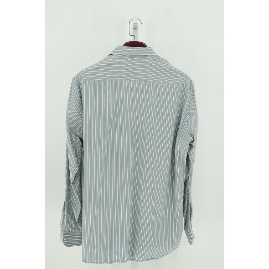 Zegna Grey-White Striped 100% Cotton Dress Shirt - Size XXL