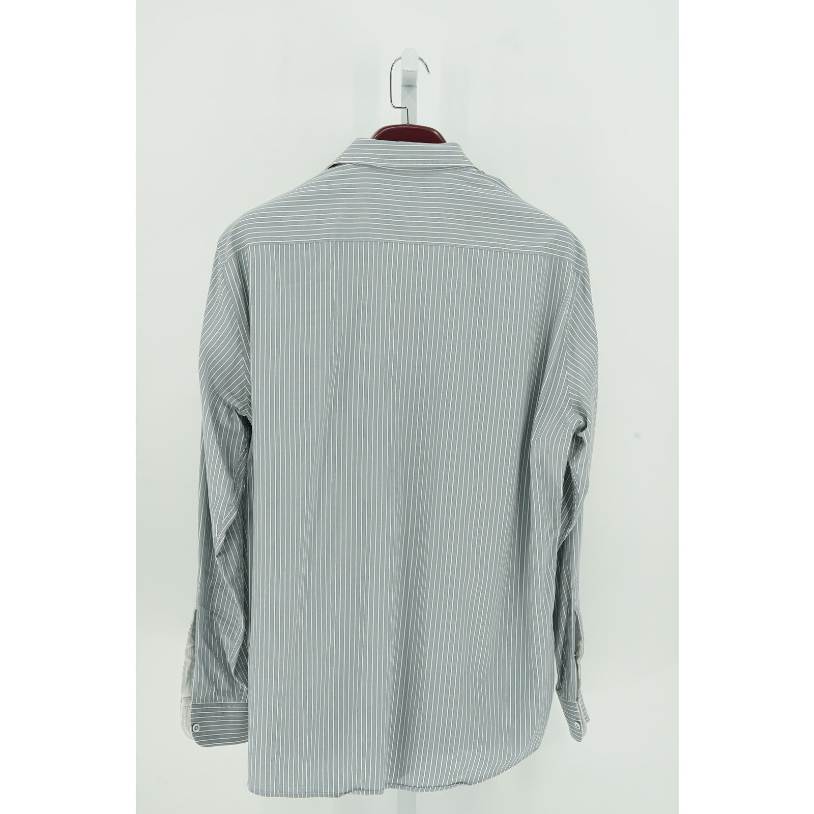 Zegna Grey-White Striped 100% Cotton Dress Shirt - Size XXL