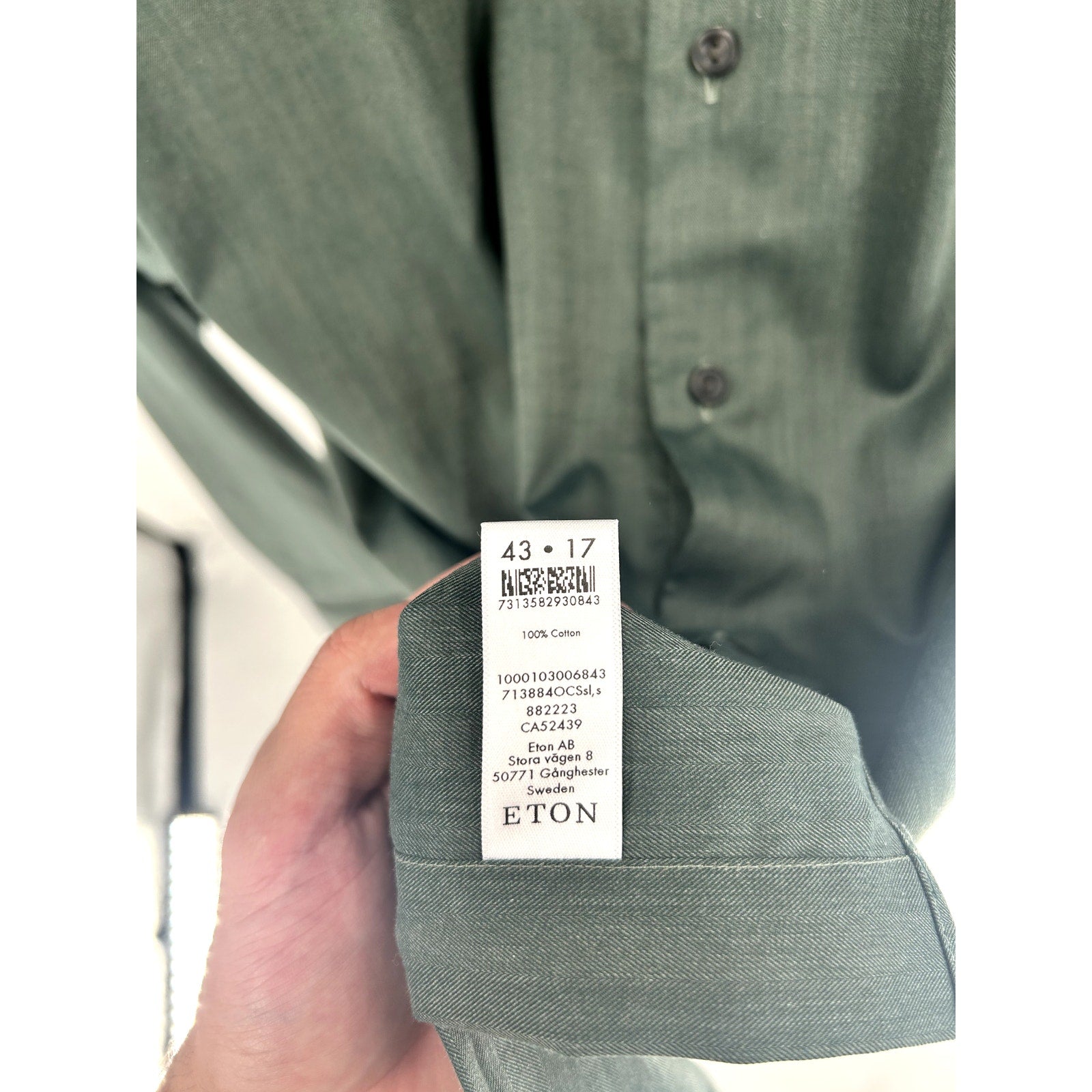 Eton Green 100% Cotton Dress Shirt - Size XL