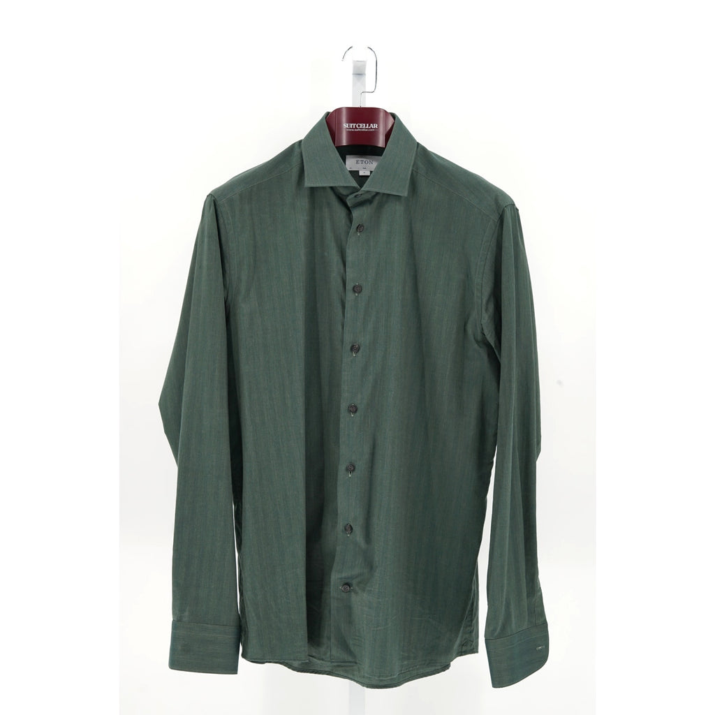 Eton Green 100% Cotton Dress Shirt - Size XL